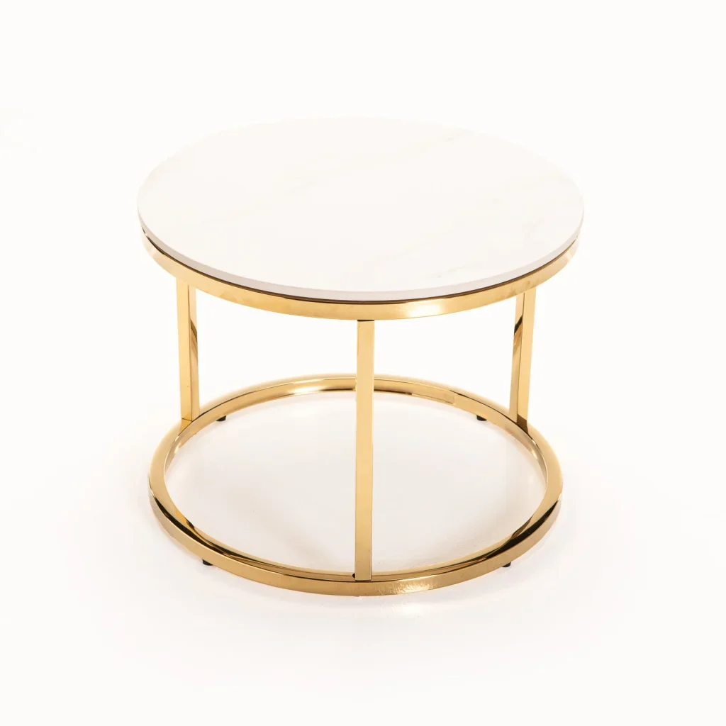 GIO SET OF 2 STONE TOP COFFEE TABLE - GOLD LEG