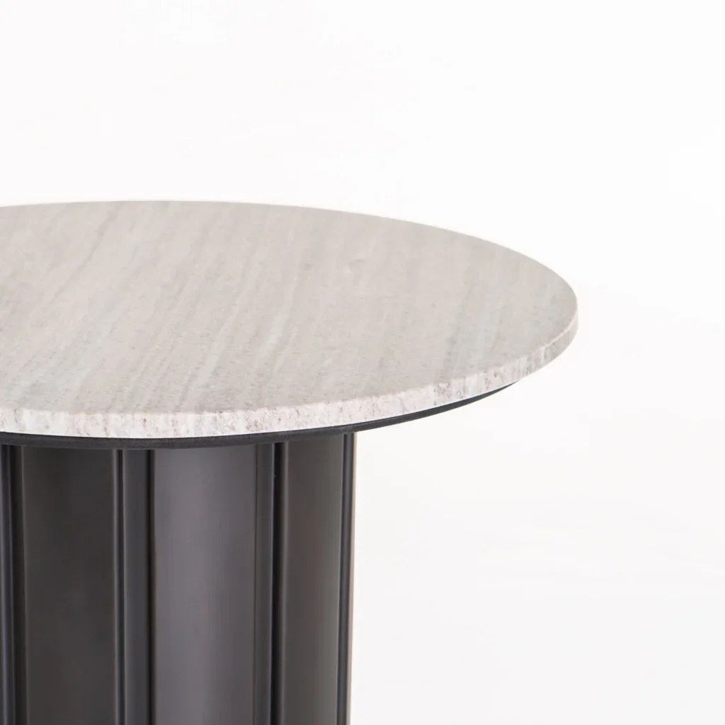 VIN 60cm ROUND STONE TOP COFFEE TABLE 43cm H - BRONZE ANTIQUE