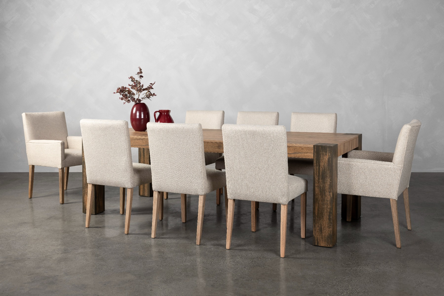 Dunbar Dining Table + 6 Ottawa Dining Chairs + 2 Mariposa Dining Arm Chairs