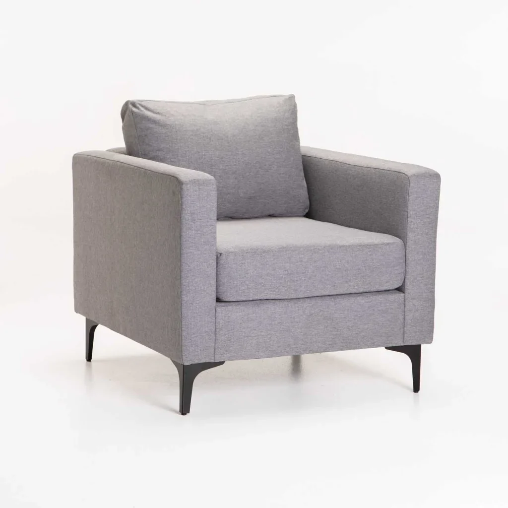 SANTINO FABRIC ARMCHAIR BLACK LEG - LIGHT GREY