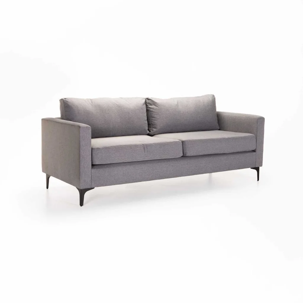 SANTINO FABRIC 3 SEATER COUCH BLACK LEG - LIGHT GREY