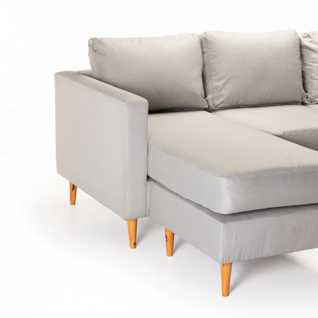 SANTINO FABRIC CORNER CHAISE - PLATINUM/NATURAL LEG