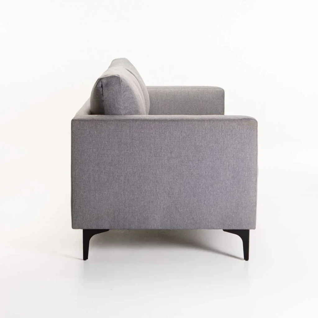 SANTINO FABRIC 3 SEATER COUCH BLACK LEG - LIGHT GREY