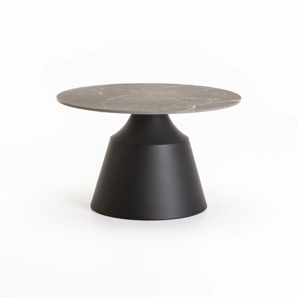 LEA SET OF 2 70/50cm STONE TOP COFFEE TABLE - BLACK
