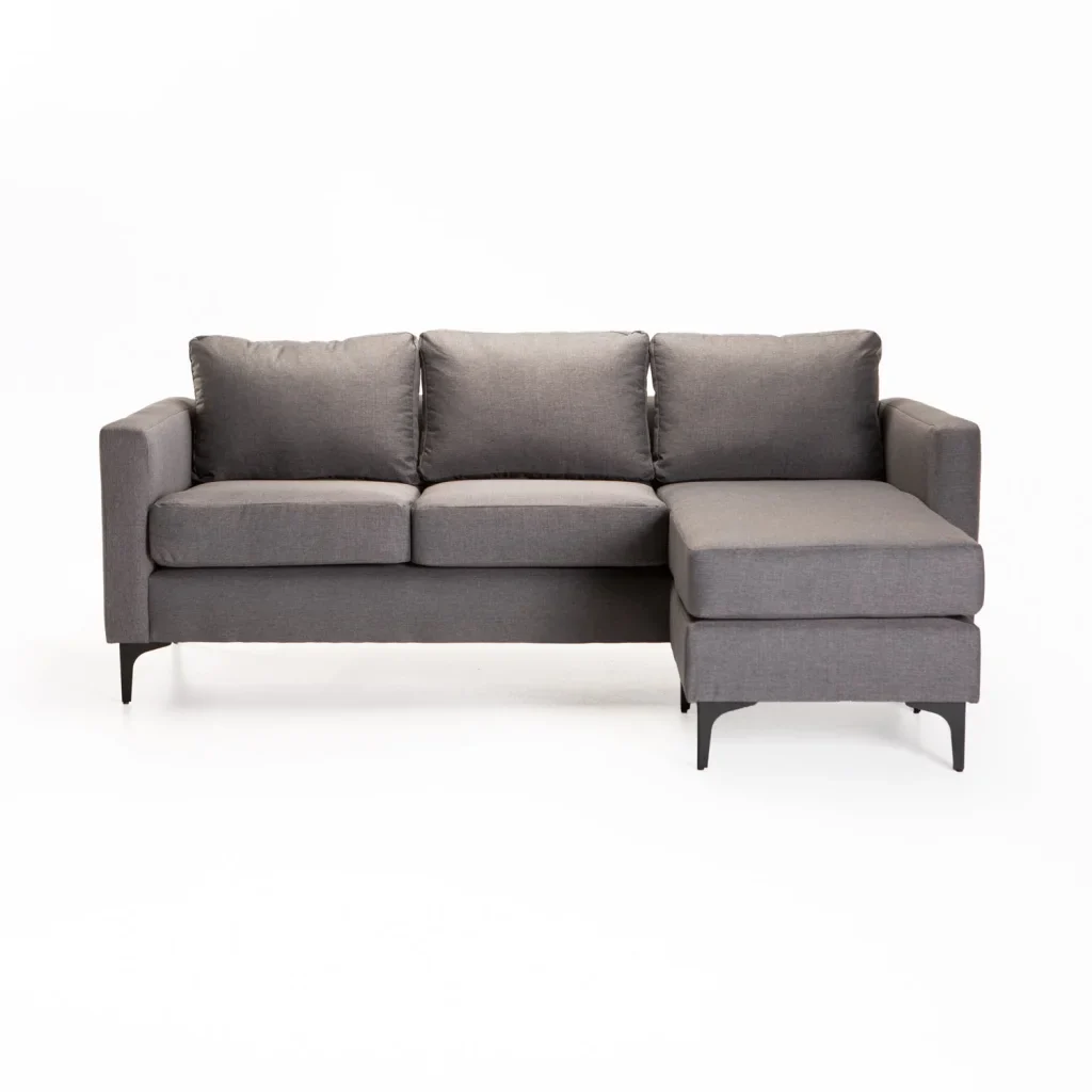 SANTINO FABRIC CORNER CHAISE BLACK LEG - LIGHT GREY