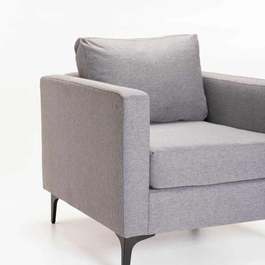 SANTINO FABRIC ARMCHAIR BLACK LEG - LIGHT GREY