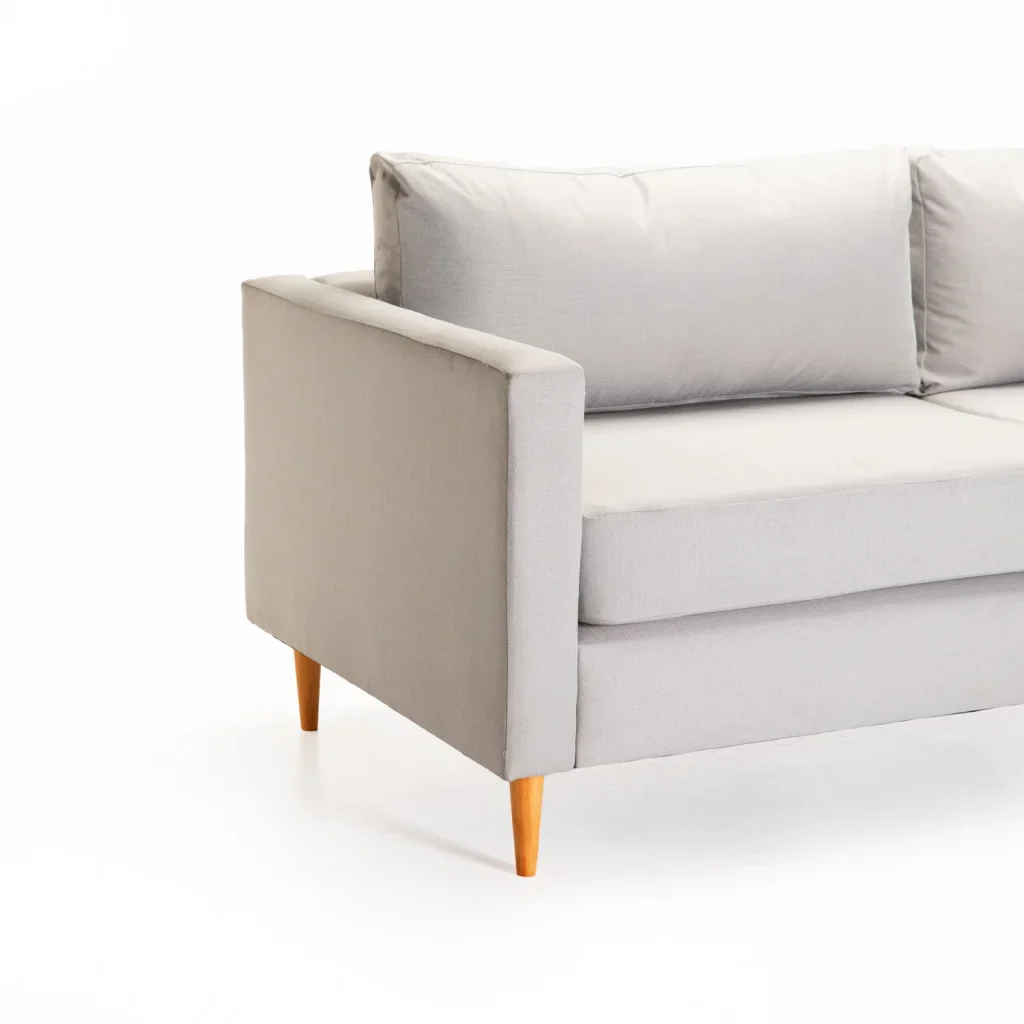 SANTINO FABRIC 3 SEATER COUCH - PLATINUM/NATURAL LEG