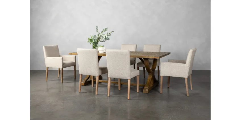 Harper Dining Table + 4 Ottawa Dining Chairs + 2 Mariposa Dining Arm Chairs