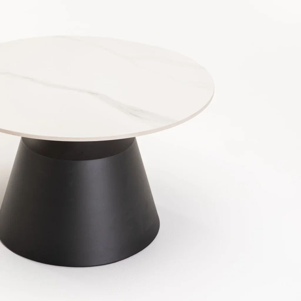 LEA SET OF 2 70/50cm STONE TOP COFFEE TABLE - WHITE