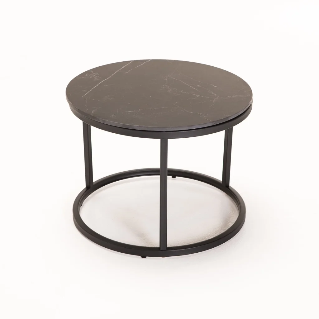 GIO SET OF 2 STONE TOP COFFEE TABLE BLACK LEG - BLACK