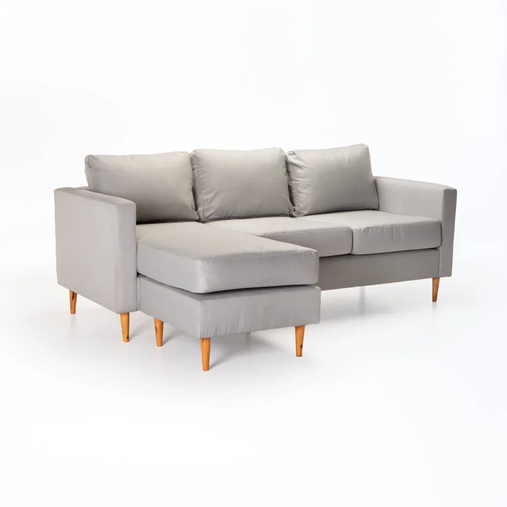 SANTINO FABRIC CORNER CHAISE - PLATINUM/NATURAL LEG