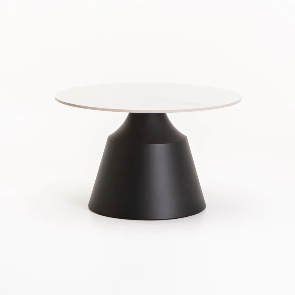 LEA SET OF 2 70/50cm STONE TOP COFFEE TABLE - WHITE