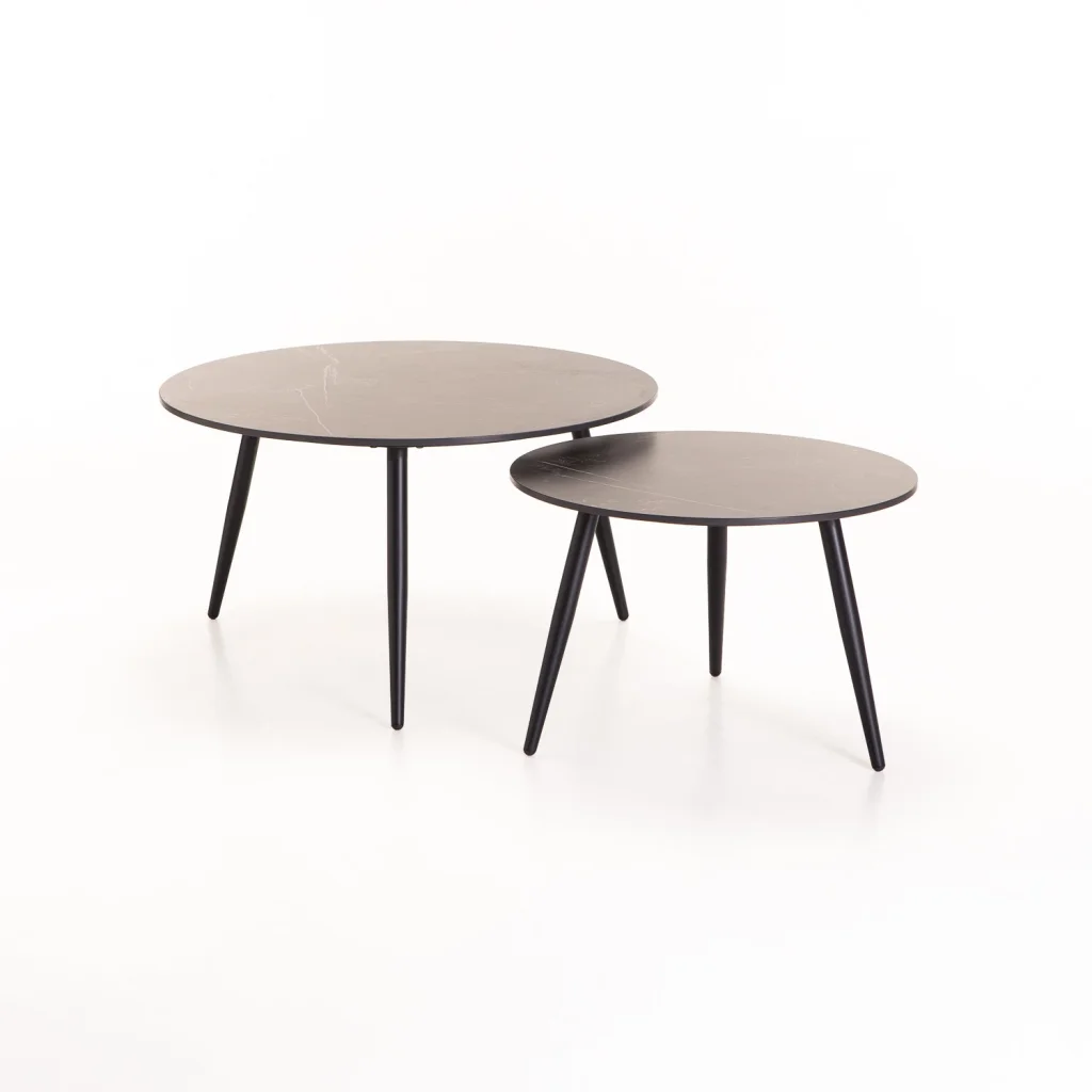 FIA SET OF 2 STONE TOP COFFEE TABLE - BLACK
