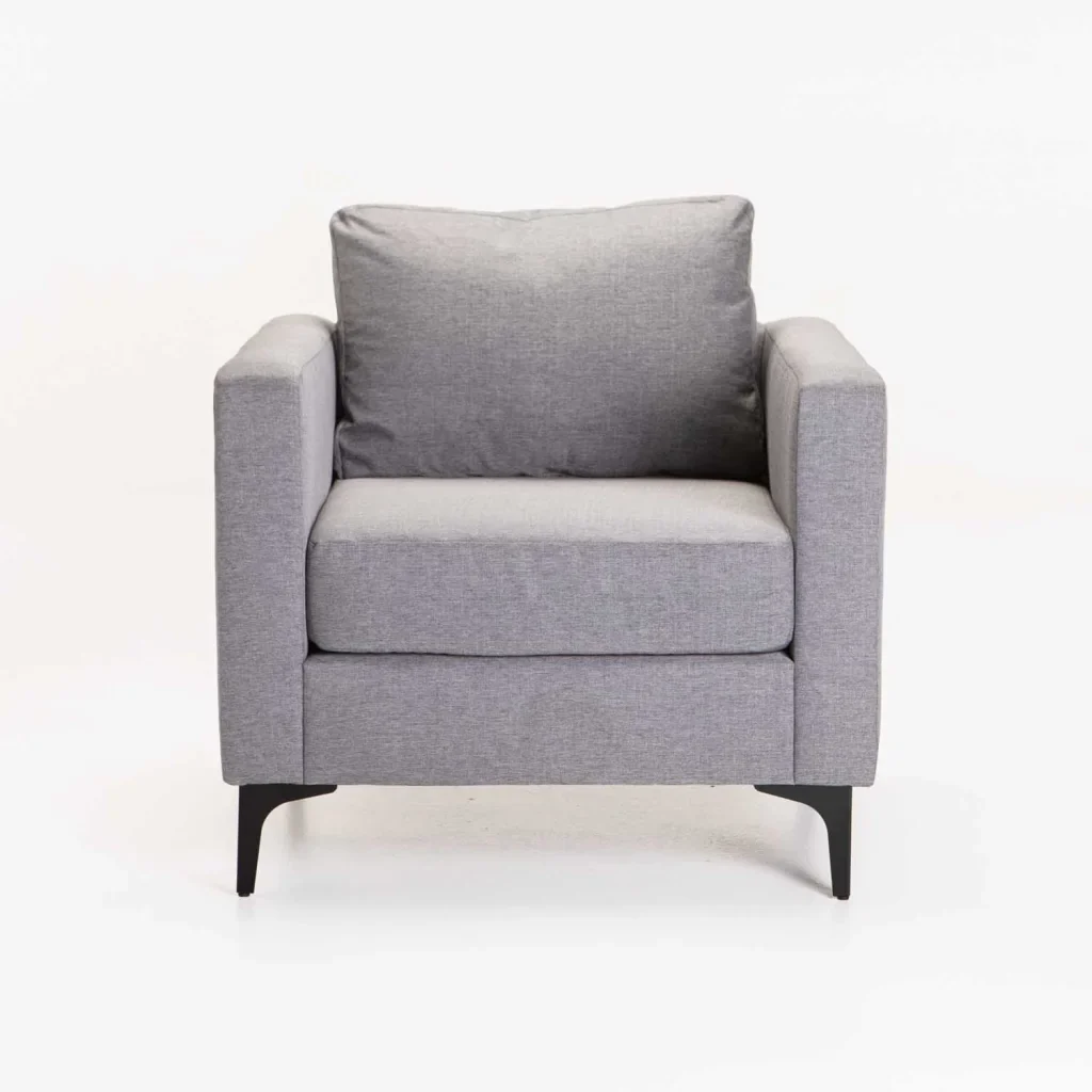 SANTINO FABRIC ARMCHAIR BLACK LEG - LIGHT GREY