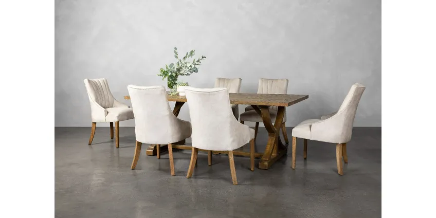 Harper Dining Table + 6 Shell Dining Chairs