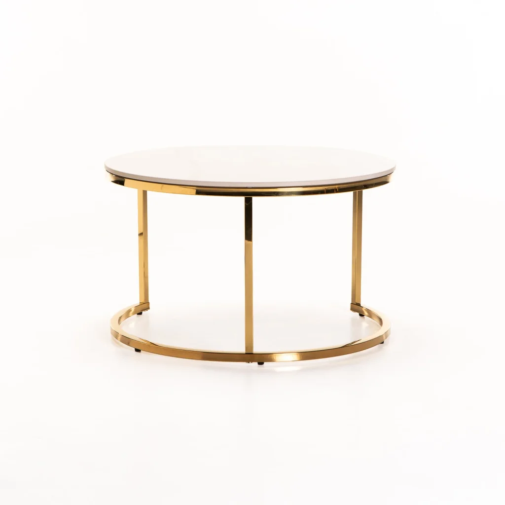 GIO SET OF 2 STONE TOP COFFEE TABLE - GOLD LEG