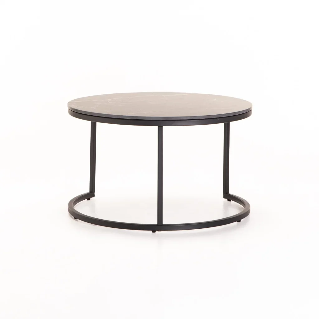 GIO SET OF 2 STONE TOP COFFEE TABLE BLACK LEG - BLACK