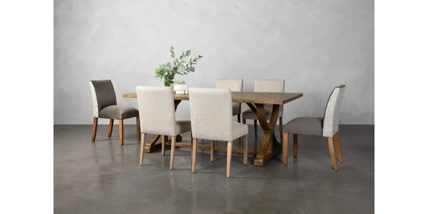 Harper Dining Table + 4 Mariposa Dining Chairs + 2 Delta Dining Chairs