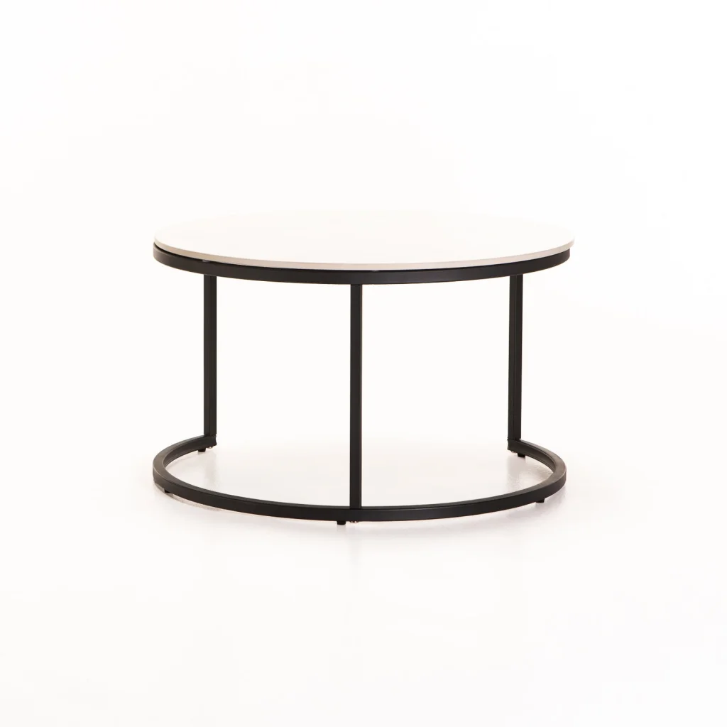 GIO SET OF 2 STONE TOP COFFEE TABLE BLACK LEG - WHITE