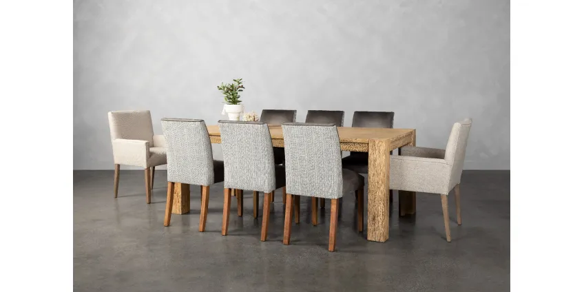 Sullivan Dining Table + 6 Delta Dining Chairs + 2 Mariposa Dining Arm Chairs