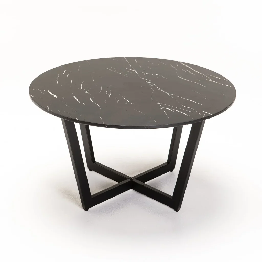 ROSE 80cm ROUND COFFEE TABLE - BLACK MARBLE