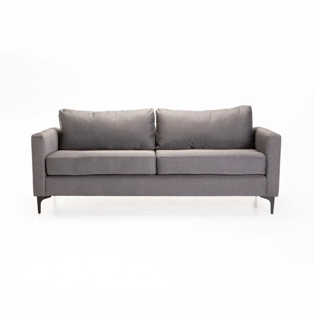 SANTINO FABRIC 3 SEATER COUCH BLACK LEG - DARK GREY