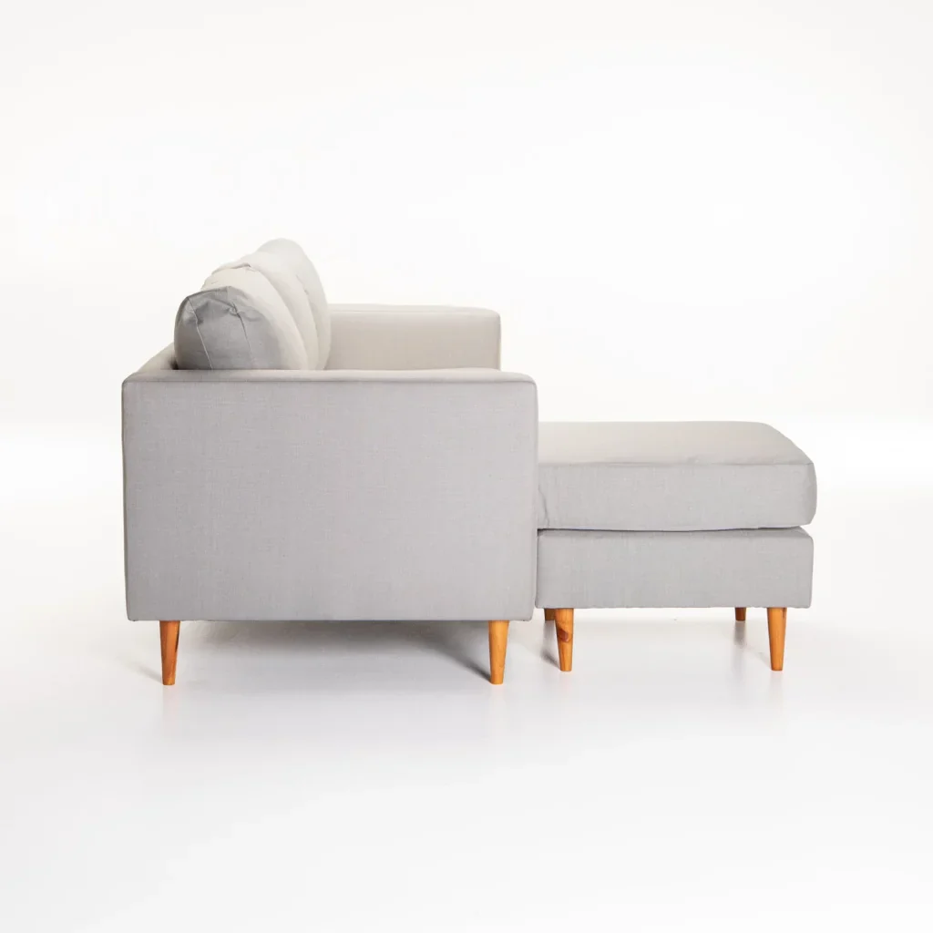 SANTINO FABRIC CORNER CHAISE - PLATINUM/NATURAL LEG