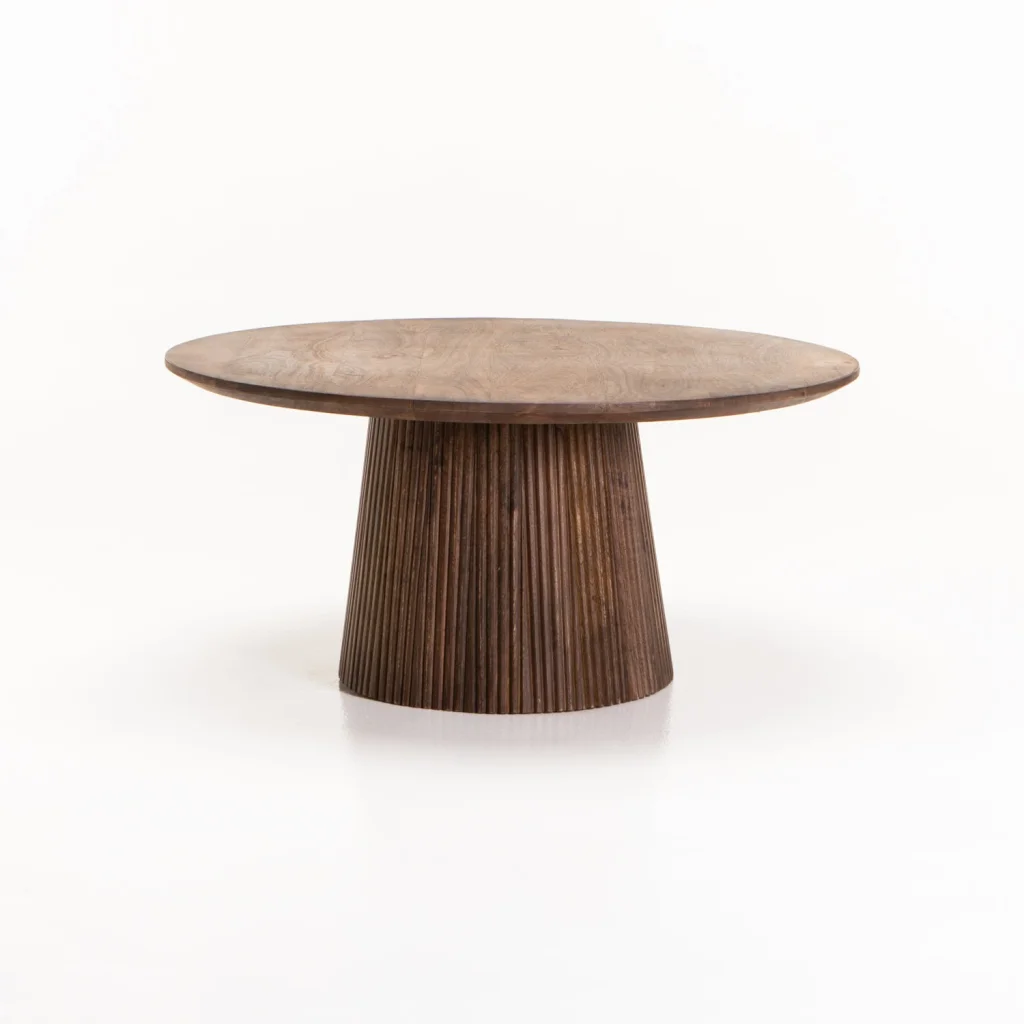 GOA 80cm ROUND SOLID WOOD COFFEE TABLE - LIGHT BROWN