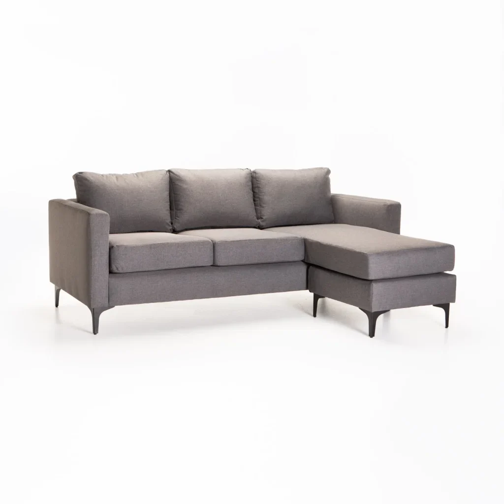 SANTINO FABRIC CORNER CHAISE BLACK LEG - LIGHT GREY