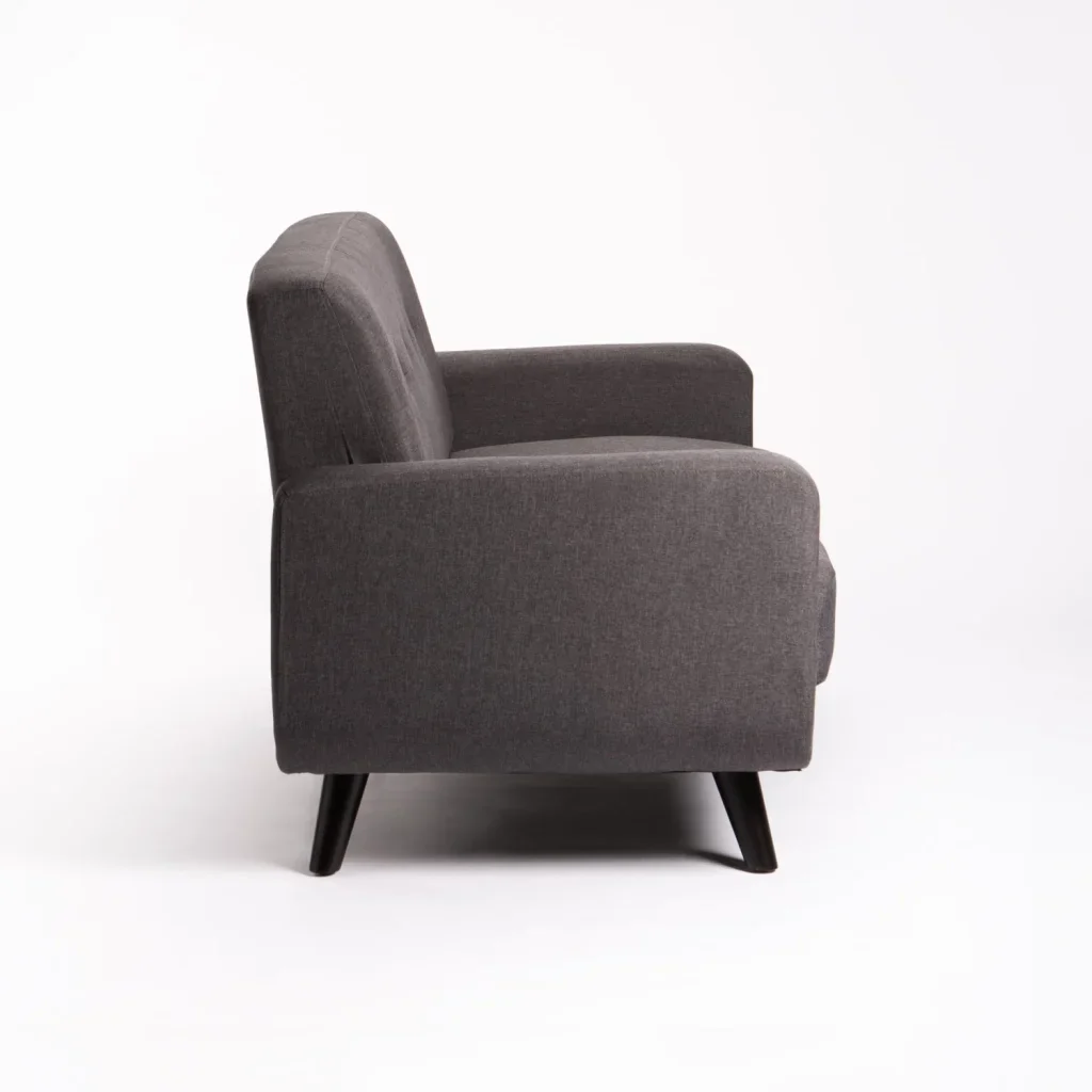 LUNA FABRIC 2 SEATER COUCH - DARK GREY/ DARK LEG