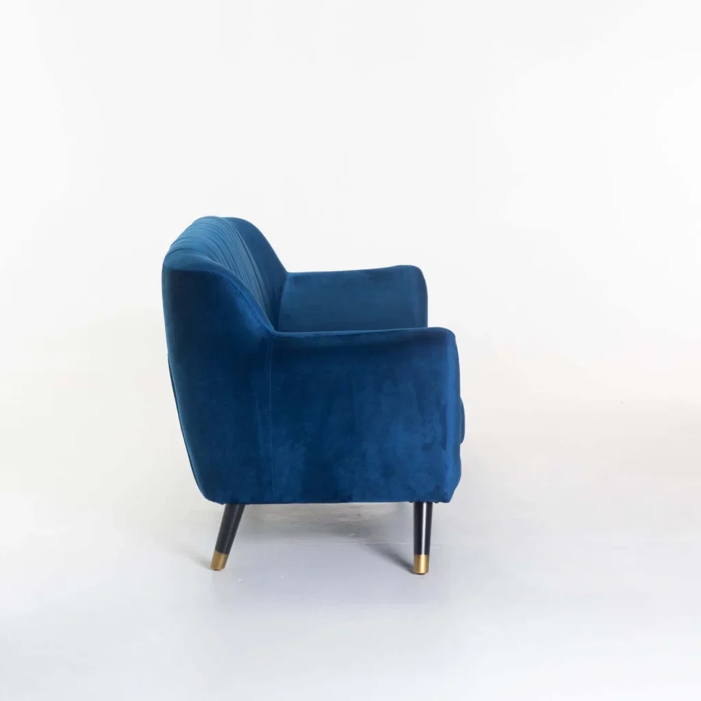 JUNO VELVET 3 SEATER COUCH - NAVY