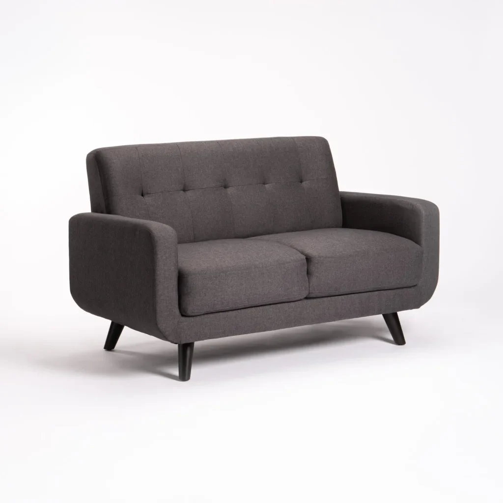 LUNA FABRIC 2 SEATER COUCH - DARK GREY/ DARK LEG