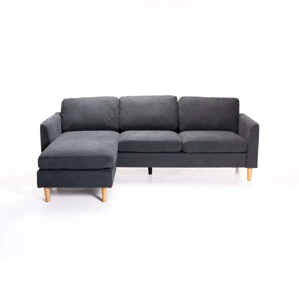 JOEY FABRIC CORNER CHAISE - GREY/ NATURAL