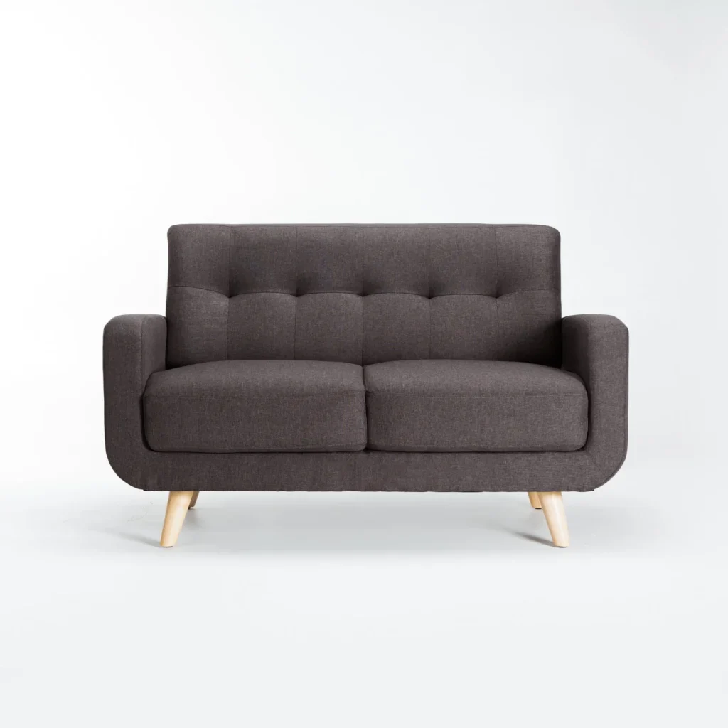 LUNA FABRIC 2 SEATER COUCH - DARK GREY/ NATURAL LEG