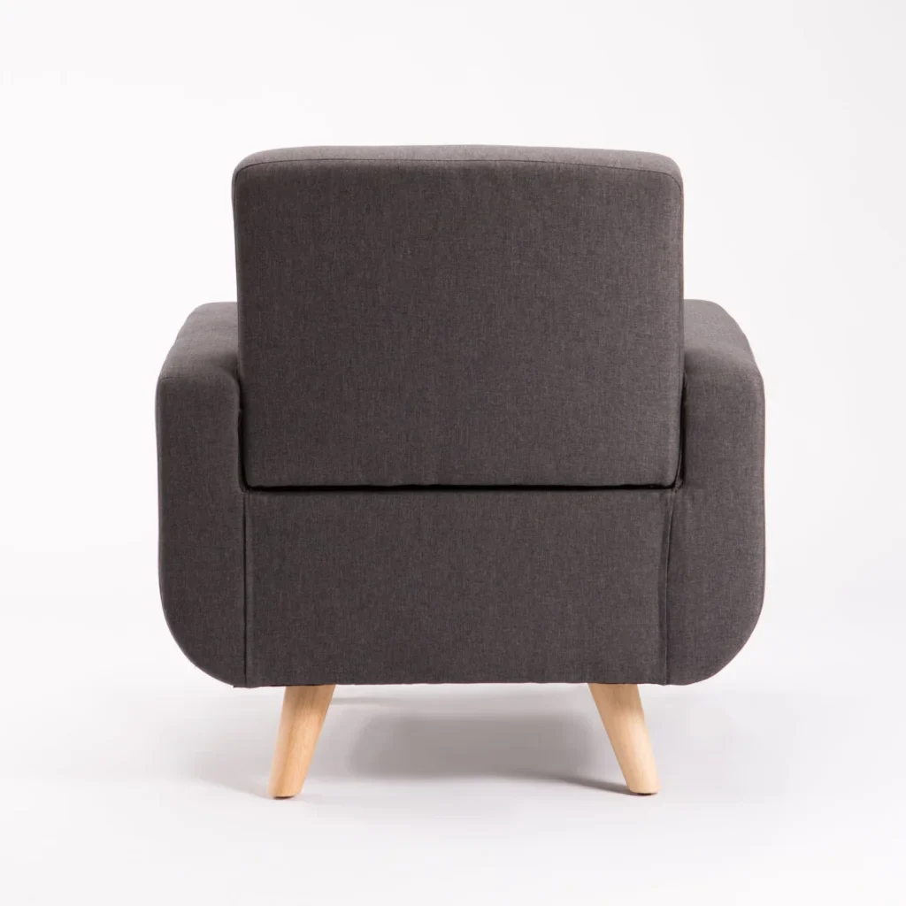 LUNA FABRIC ARMCHAIR - DARK GREY/ NATURAL LEG