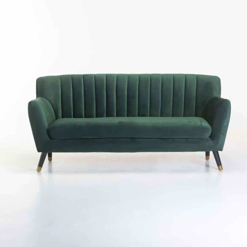 JUNO VELVET 3 SEATER COUCH - FOREST GREEN