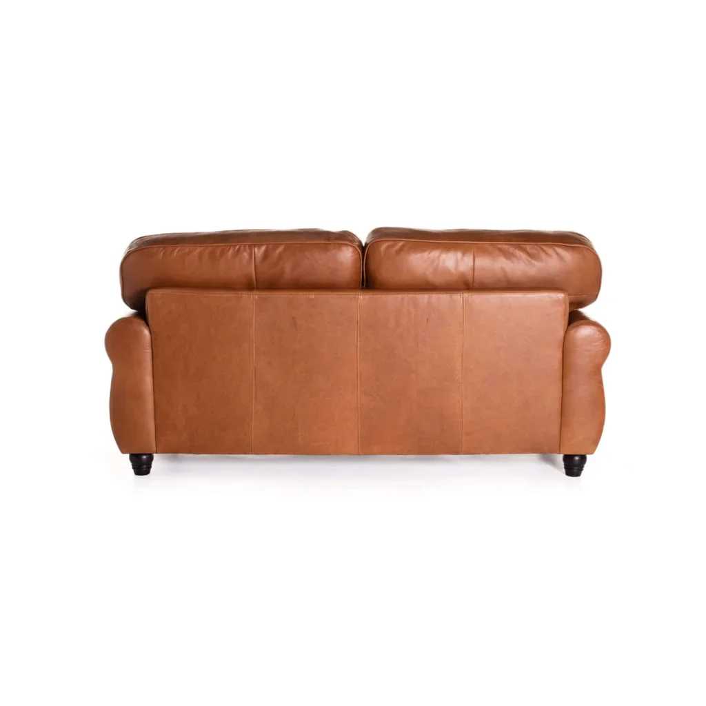 KINGSLEY GENUINE LEATHER 3 SEATER COUCH - PECAN