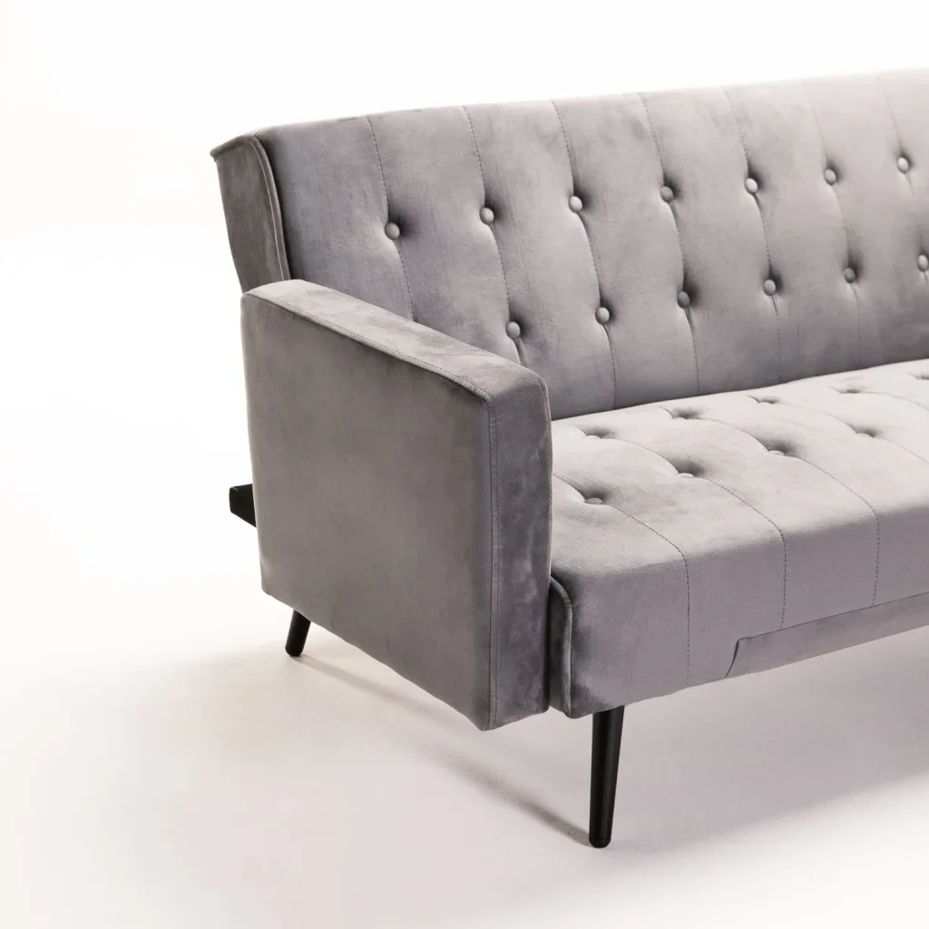 MAC VELVET SLEEPER COUCH - DARK GREY/ BLACK LEGS