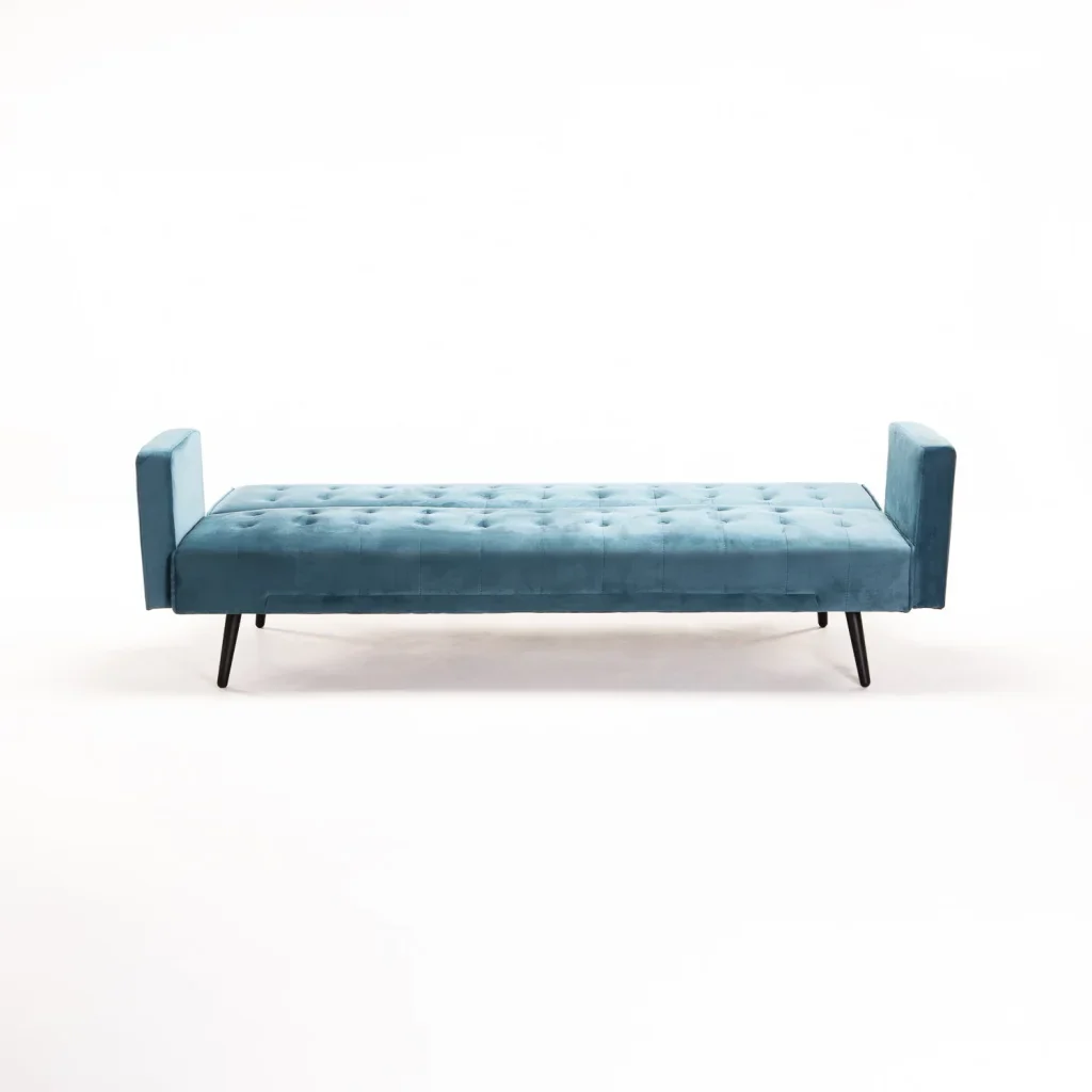 MAC VELVET SLEEPER COUCH - TEAL/ BLACK LEGS