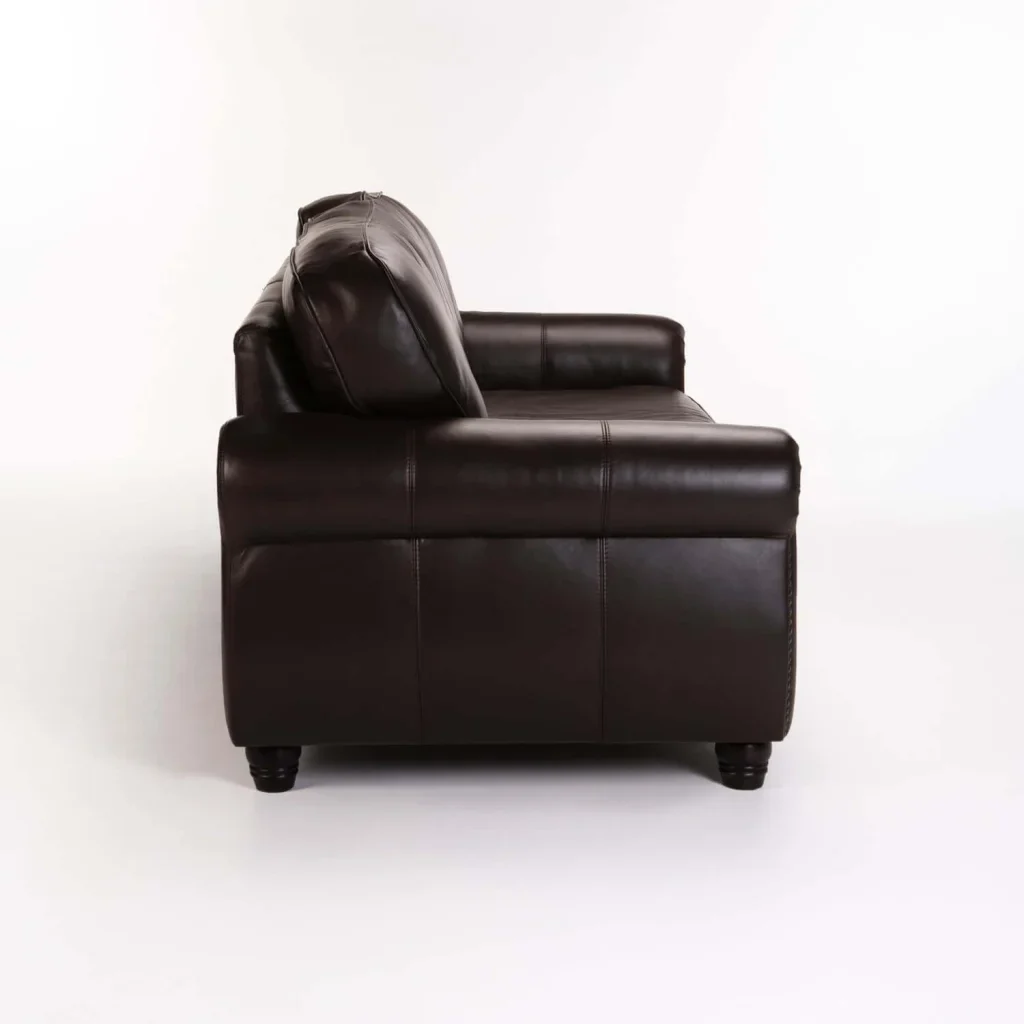 KINGSLEY GENUINE LEATHER 3 SEATER COUCH - OXBLOOD