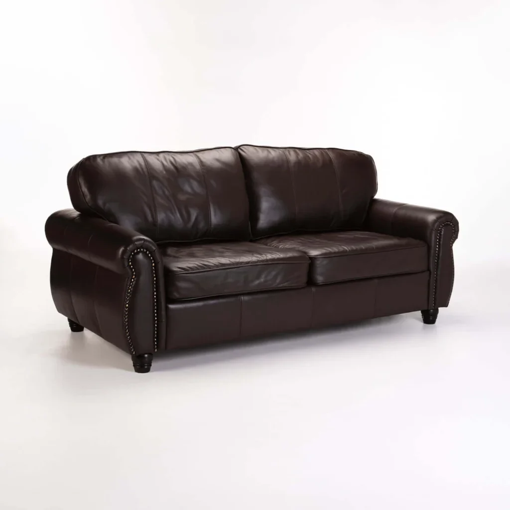 KINGSLEY GENUINE LEATHER 3 SEATER COUCH - OXBLOOD