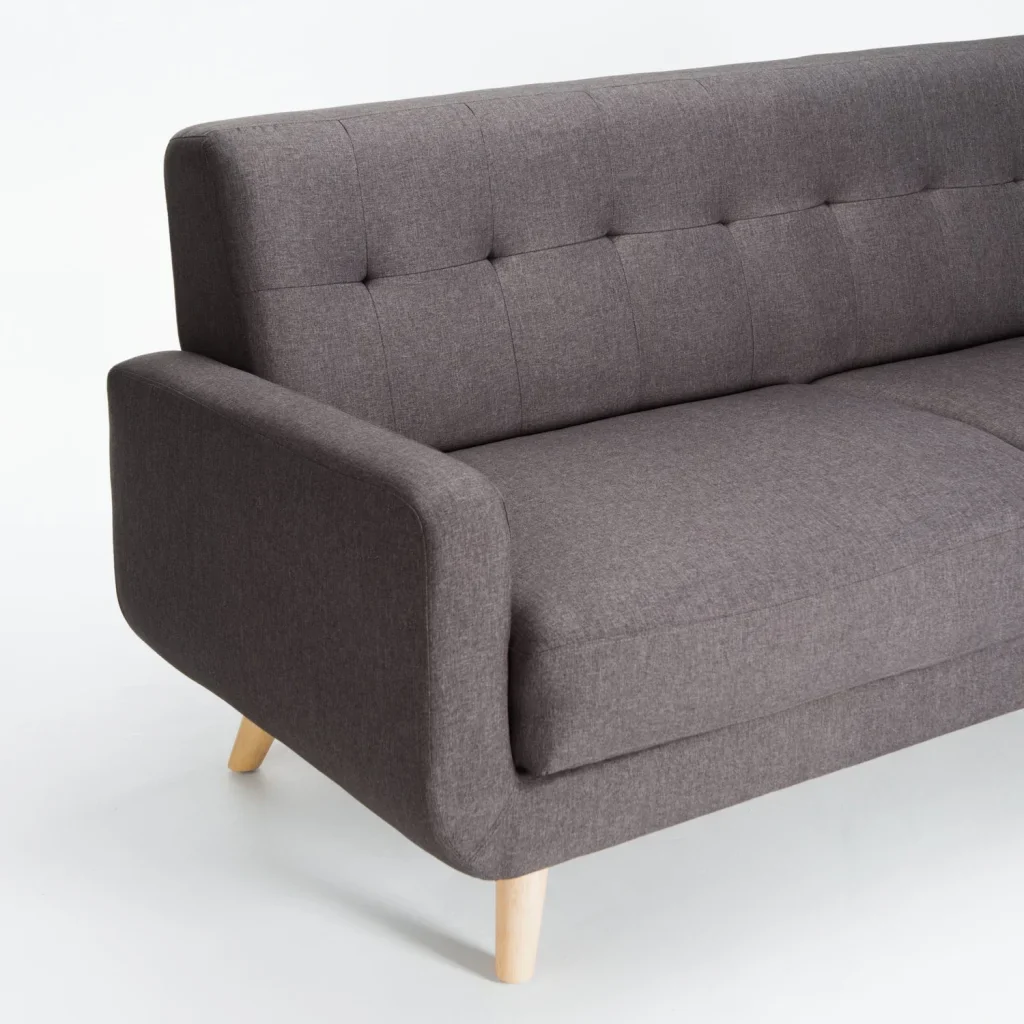 LUNA FABRIC 3 SEATER COUCH - DARK GREY/ NATURAL LEG