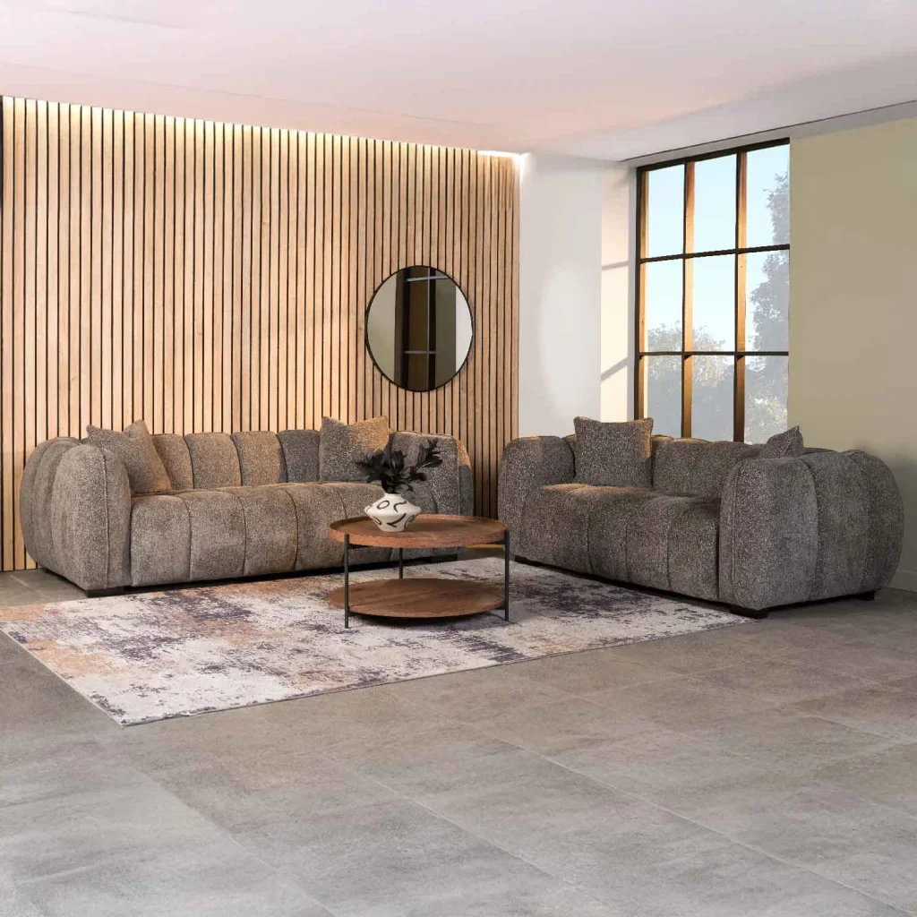 CHLOE FABRIC 2 SEATER COUCH - GREY