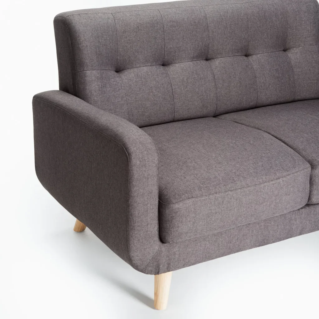 LUNA FABRIC 2 SEATER COUCH - DARK GREY/ NATURAL LEG