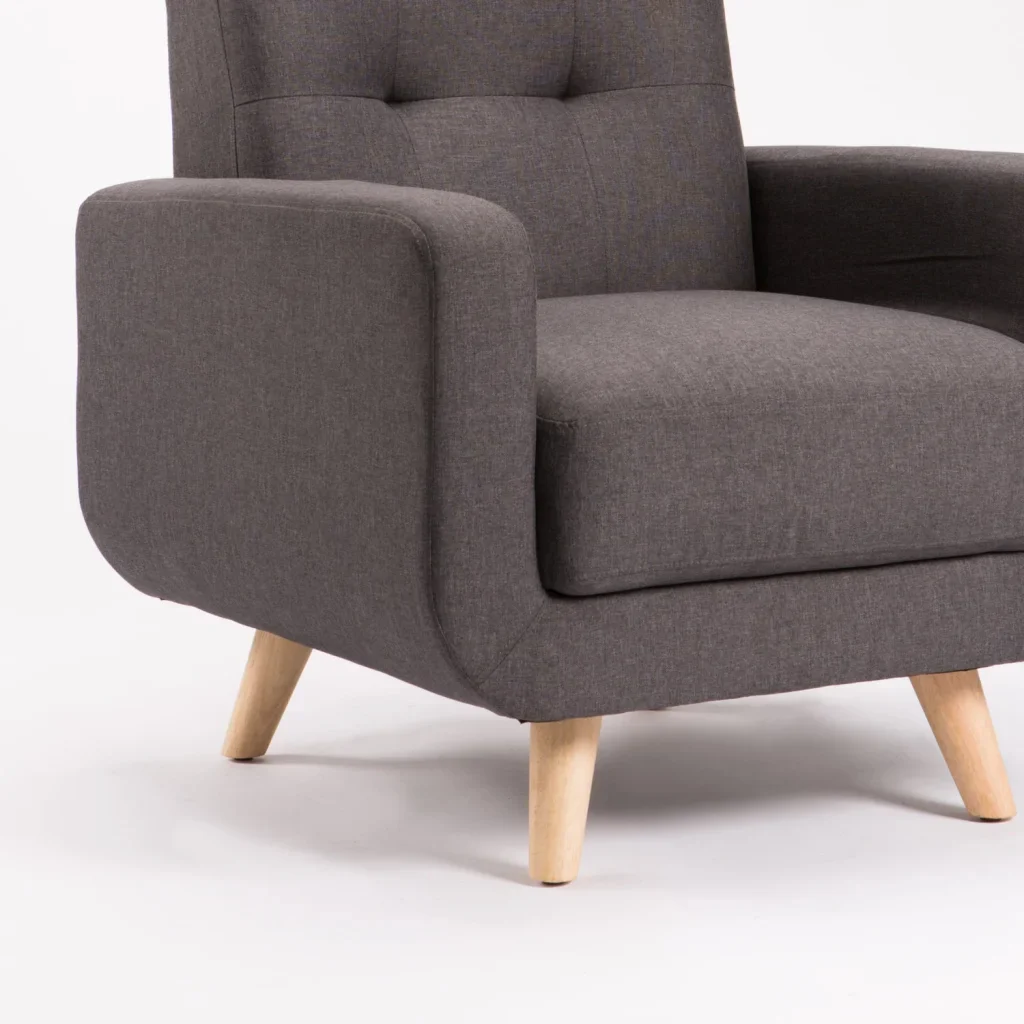 LUNA FABRIC ARMCHAIR - DARK GREY/ NATURAL LEG
