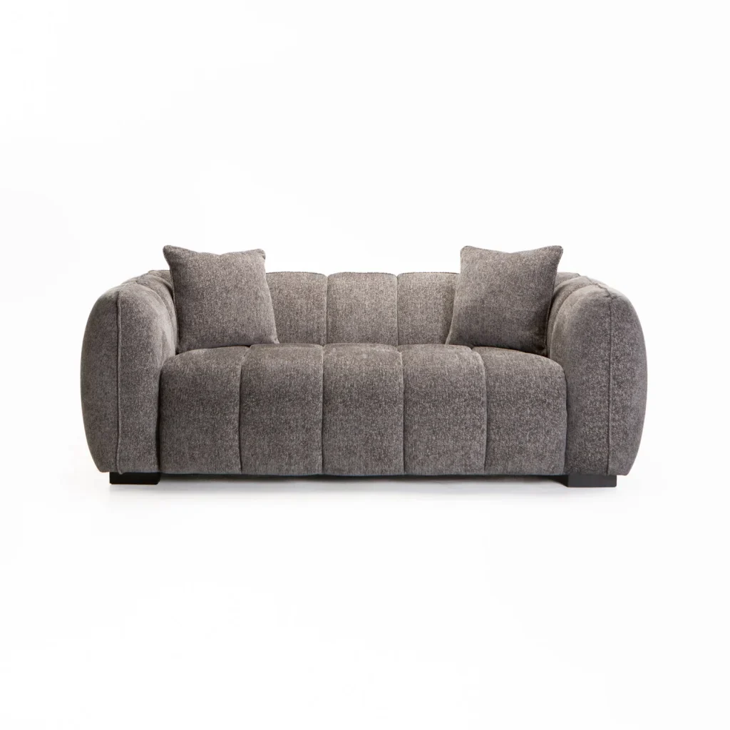 CHLOE FABRIC 2 SEATER COUCH - GREY