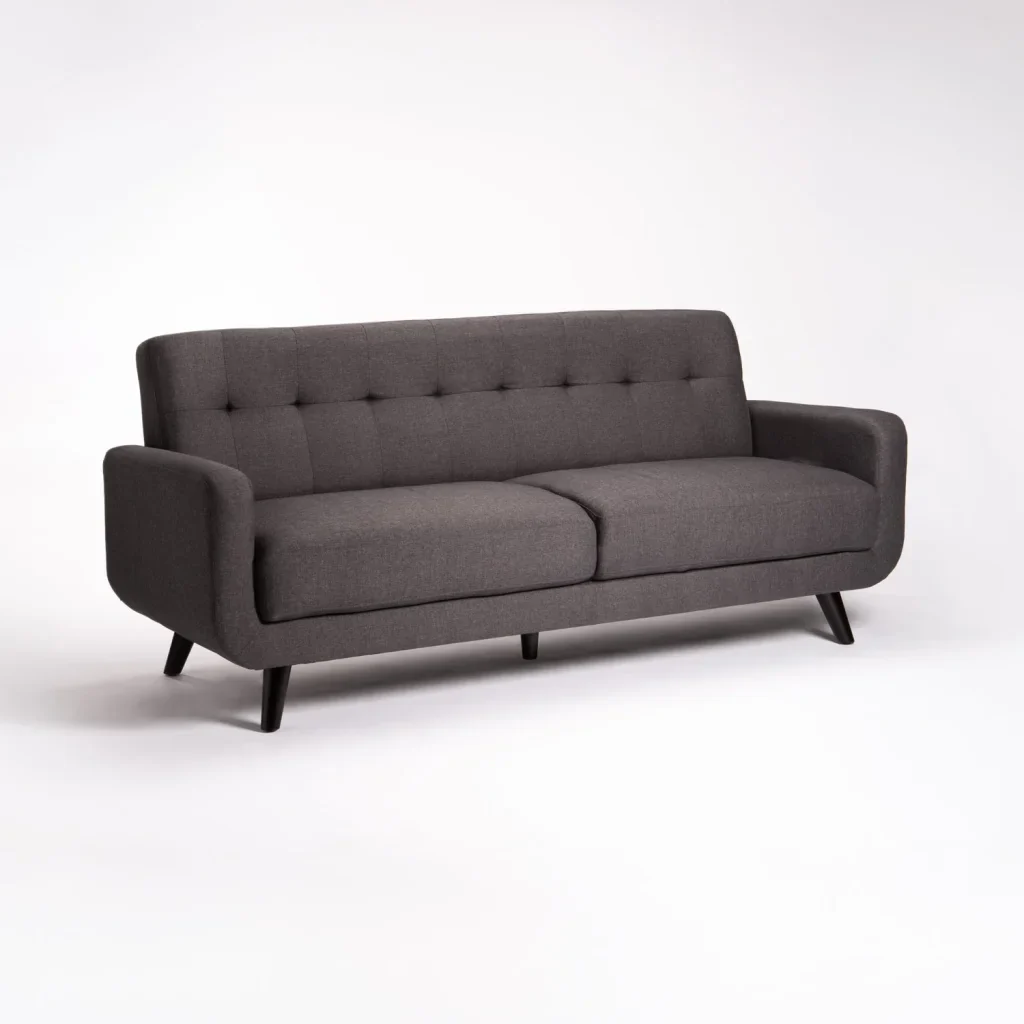 LUNA FABRIC 3 SEATER COUCH - DARK GREY/ DARK LEG