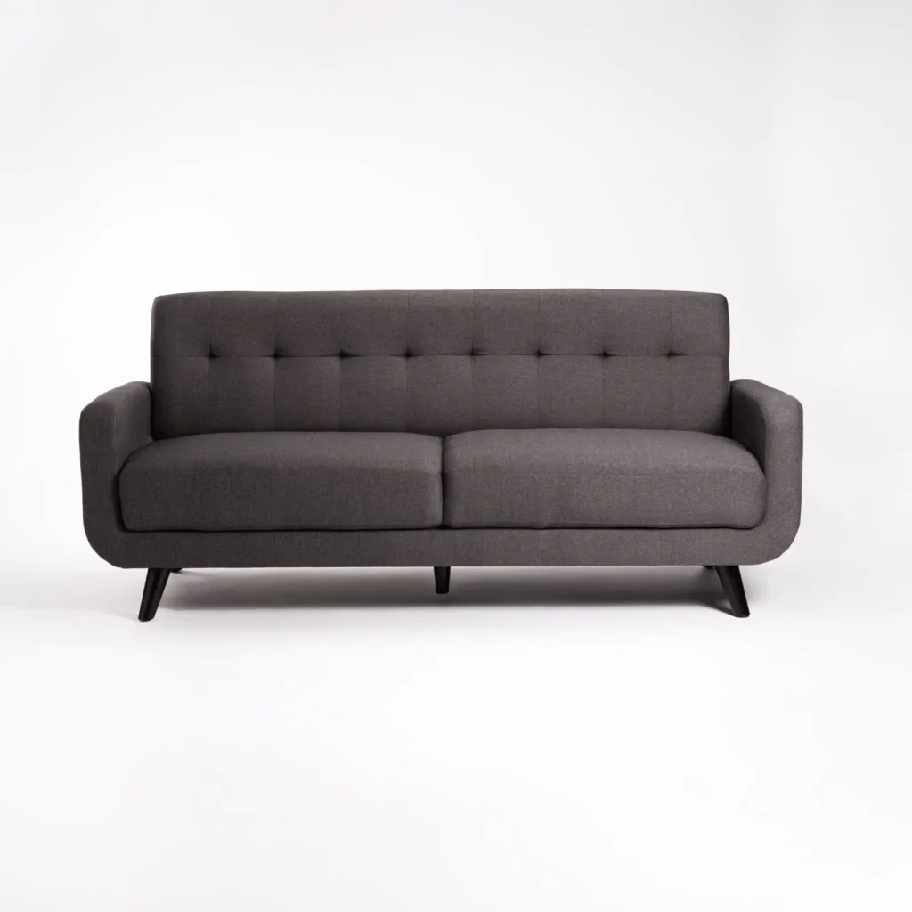LUNA FABRIC 3 SEATER COUCH - DARK GREY/ DARK LEG