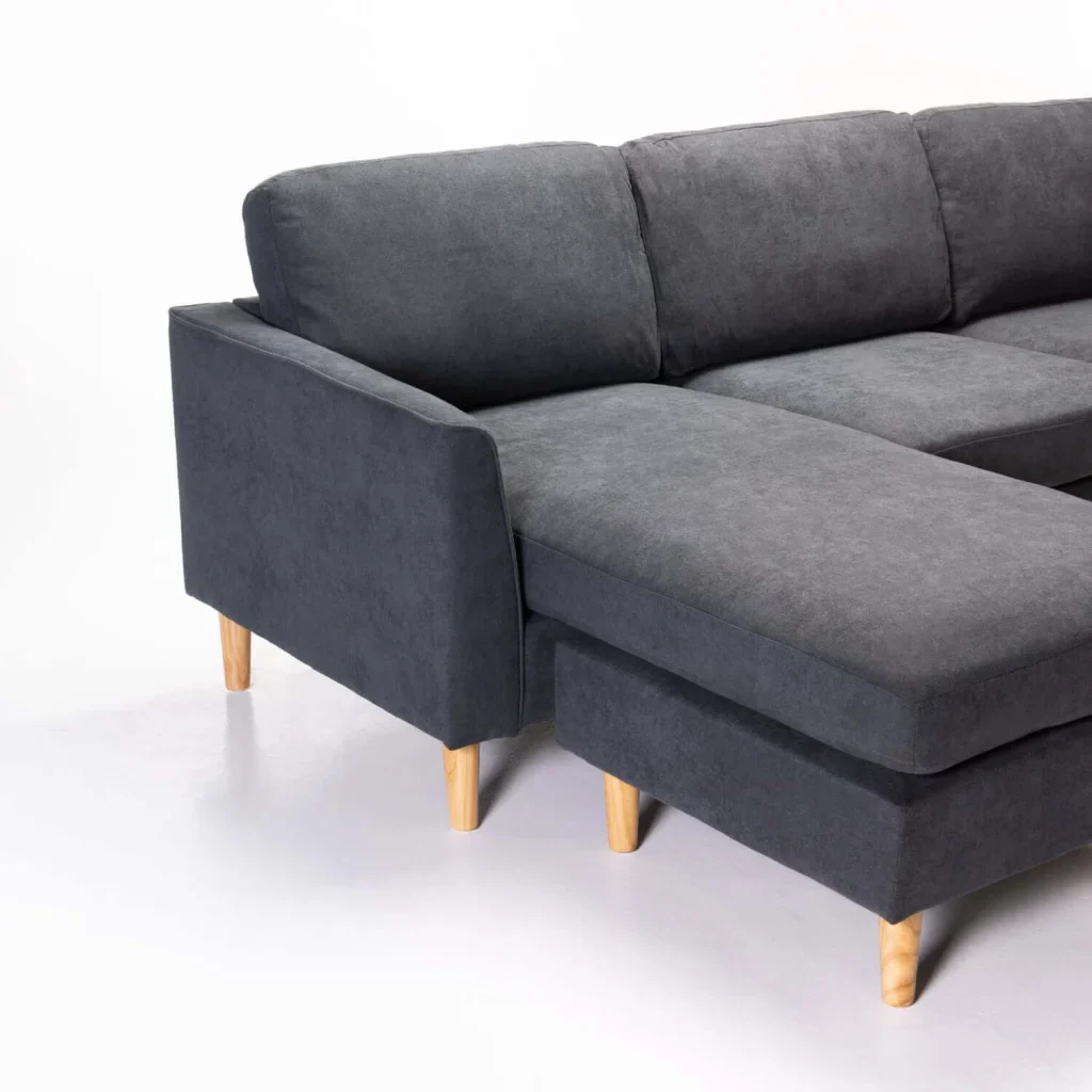 JOEY FABRIC CORNER CHAISE - GREY/ NATURAL