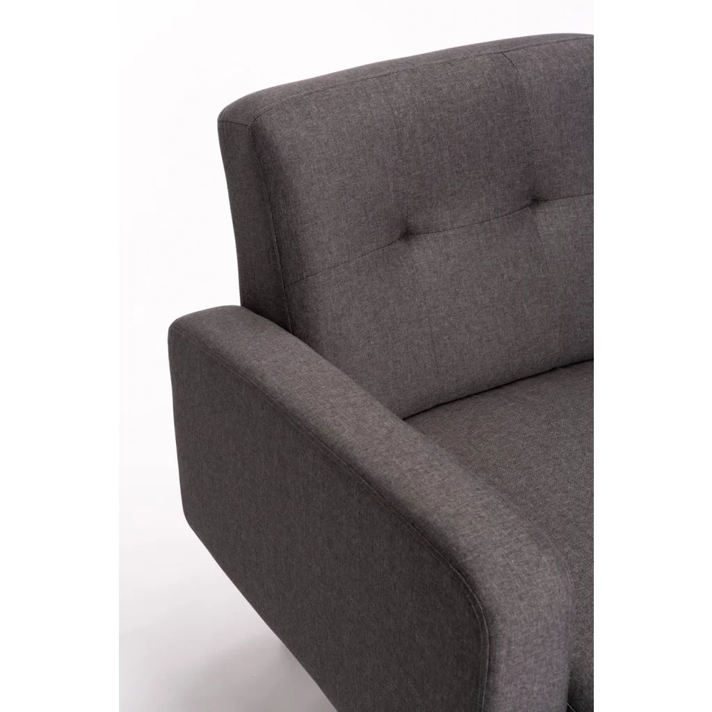 LUNA FABRIC 3 SEATER COUCH - DARK GREY/ DARK LEG